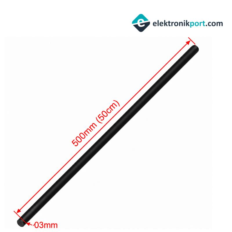 3 mm x 500 mm Siyah karbon çubuk – 50 cm