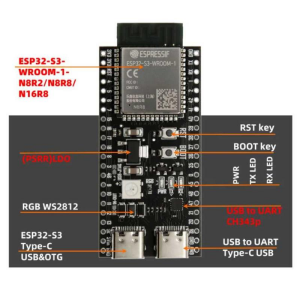 ESP32-S3-DevKitC-1 N16R8 WiFi ve Bluetooth Geliştirme Kartı