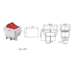 IC-104B  Geniş Işıklı Anahtar On-Off 4P Kırmızı - Beyaz Kasa