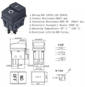 IC-106B Geniş Işıksız Süpürge Anahtarı On-Off 4P