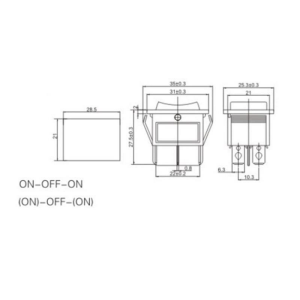 IC-108  Geniş Işıksız Anahtar On-Off-On 6P