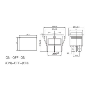 IC-110  Geniş Işıksız Anahtar (On)-Off-(On) 6P Yaylı