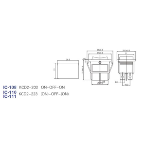 IC-111  Geniş Işıksız Anahtar (On)-Off-(On) 6P Ok'Lu Yaylı