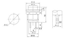 16mm Kırmızı Push Buton Metal DS-212 IC-180