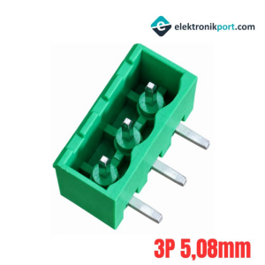 3 Pin 5.08mm Erkek 90 Derece Geçmeli Klemens Yeşil