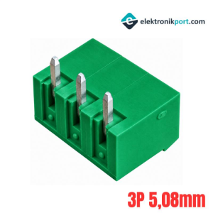 3 Pin 5.08mm Erkek 90 Derece Geçmeli Klemens Yeşil