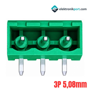 3 Pin 5.08mm Erkek 90 Derece Geçmeli Klemens Yeşil