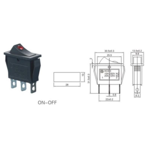 IC-113A  Tekli Dar Nokta Işıklı Anahtar On-Off 3P