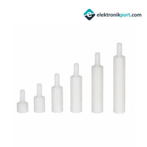 15mm Dişi-Erkek Plastik Distans Vida Boyu 6mm M3 - Beyaz