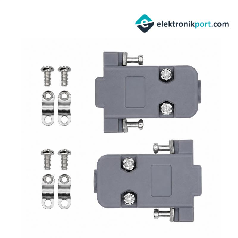 9 Pin D-Sub (DB9) Plastik Muhafaza (Hood) – Gri