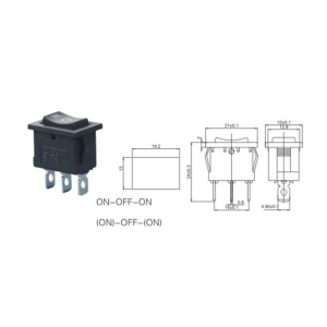 IC-123A  Mini Işıksız Anahtar (On)-Off-(On) 3P Yaylı