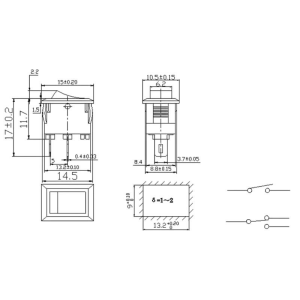 IC-125B  Mini (S) Işıksız Anahtar On-Off 2P Siyah