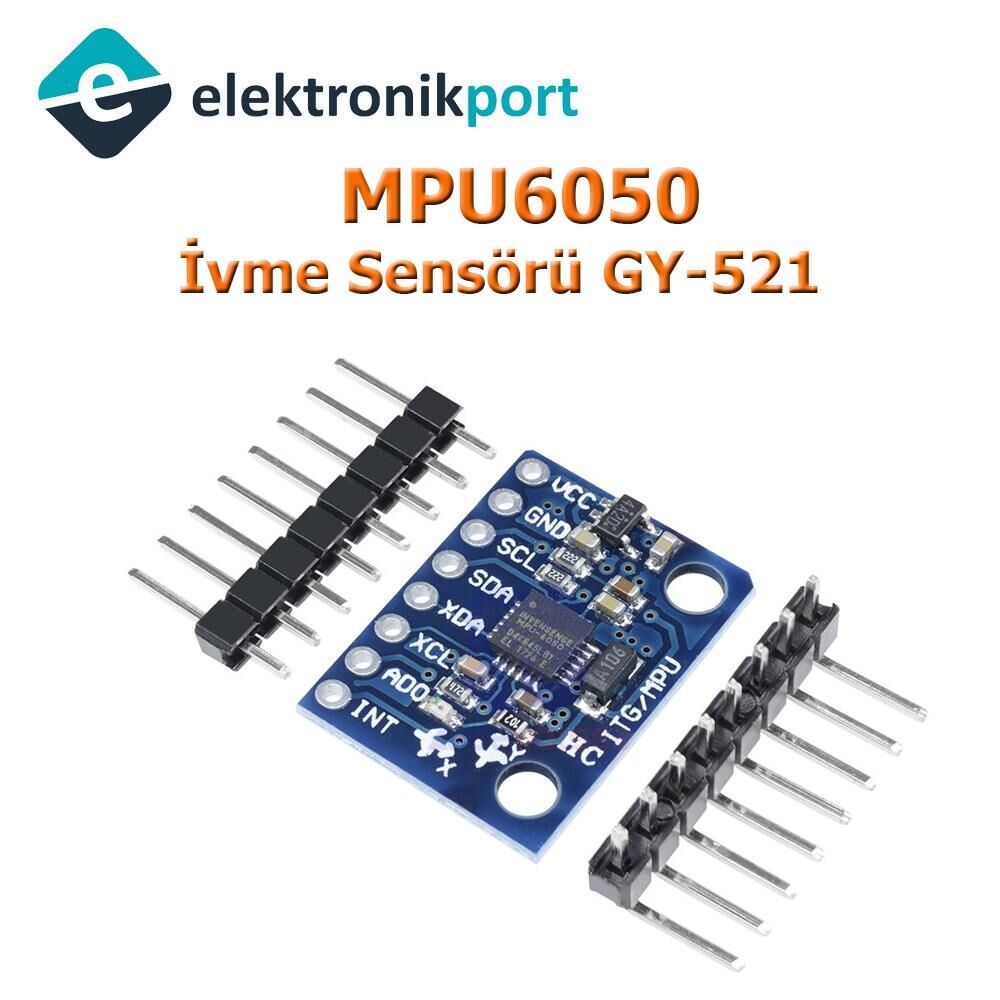 MPU6050 İvme Sensörü GY-521 6 Eksen Eğim Gyro Jiroskop Modülü