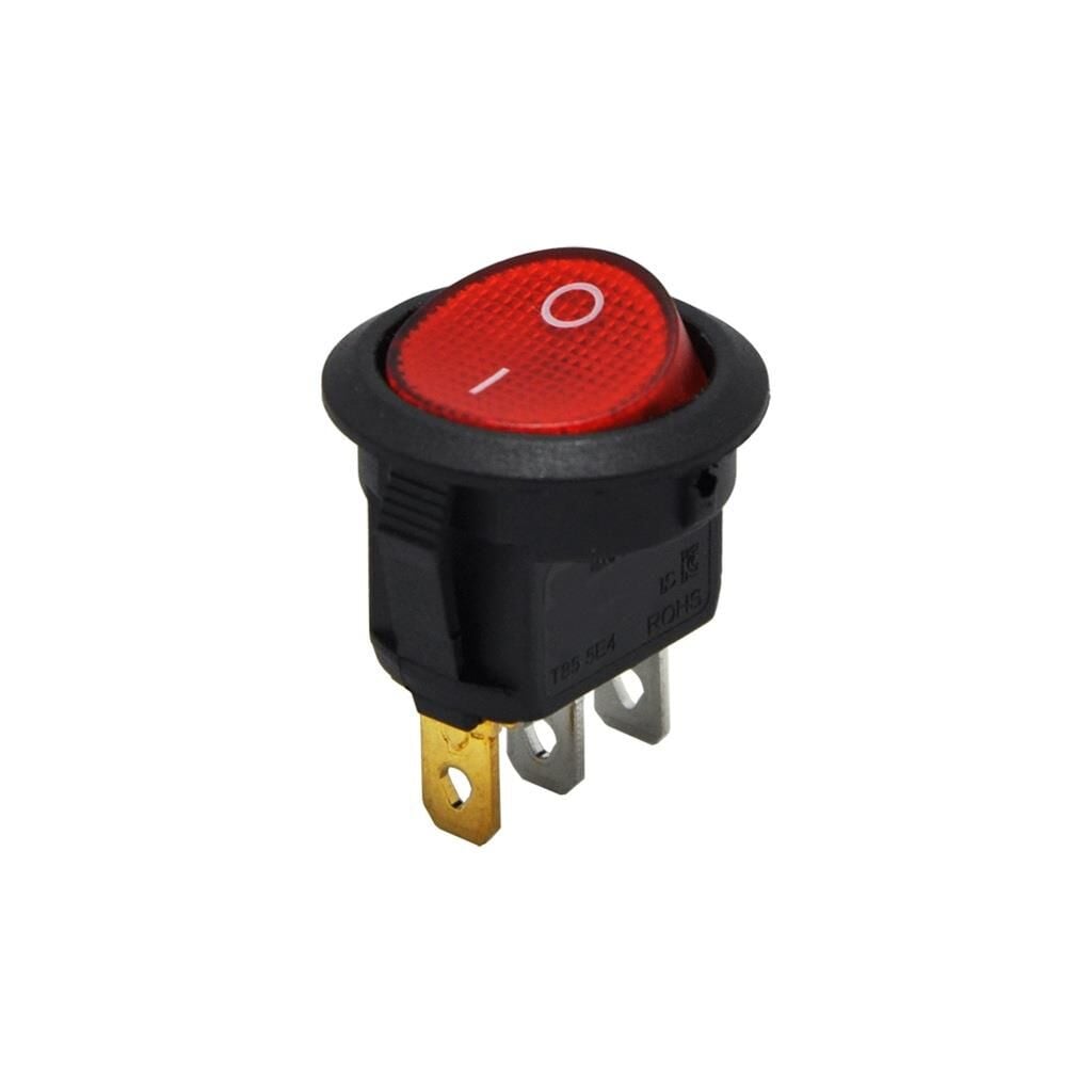 IC-131A  Yuvarlak Işıklı Anahtar On-Off 3P  12Volt Kırmızı
