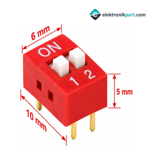 2'li Dip Switch ON-OFF Kırmızı