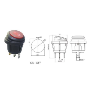 IC-131W  Yuvarlak Işıklı Anahtar On-Off 3P Körüklü