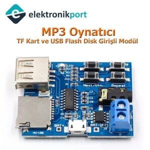 MP3 Oynatıcı TF Kart ve USB Flash Disk Girişli Modül (MP3 Formatı)
