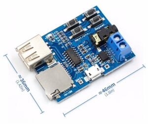 MP3 Oynatıcı TF Kart ve USB Flash Disk Girişli Modül (MP3 Formatı)
