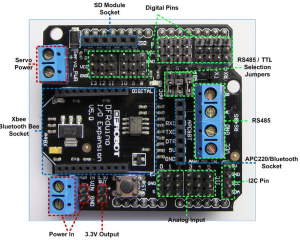 Arduino Xbee Sensör Bağlantı Kartı Kırmızı Siyah