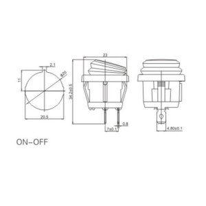 IC-133W  Yuvarlak Işıksız Anahtar On-Off 2P Kırmızı Körüklü