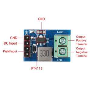 PT4115 LED Sabit Akım Sürücüsü Çıkış Modülü 1-10S DC 12V PWM Karartma Dahili Olarak Entegre Güç Anahtarı
