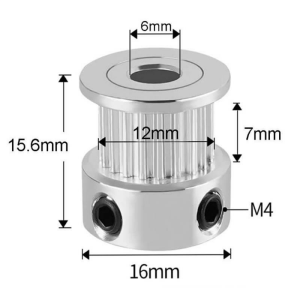 Gt2 20x16 Diş 6mm Alüminyum Alaşım Dişli Senkron Zamanlama Kayışı Kasnağı