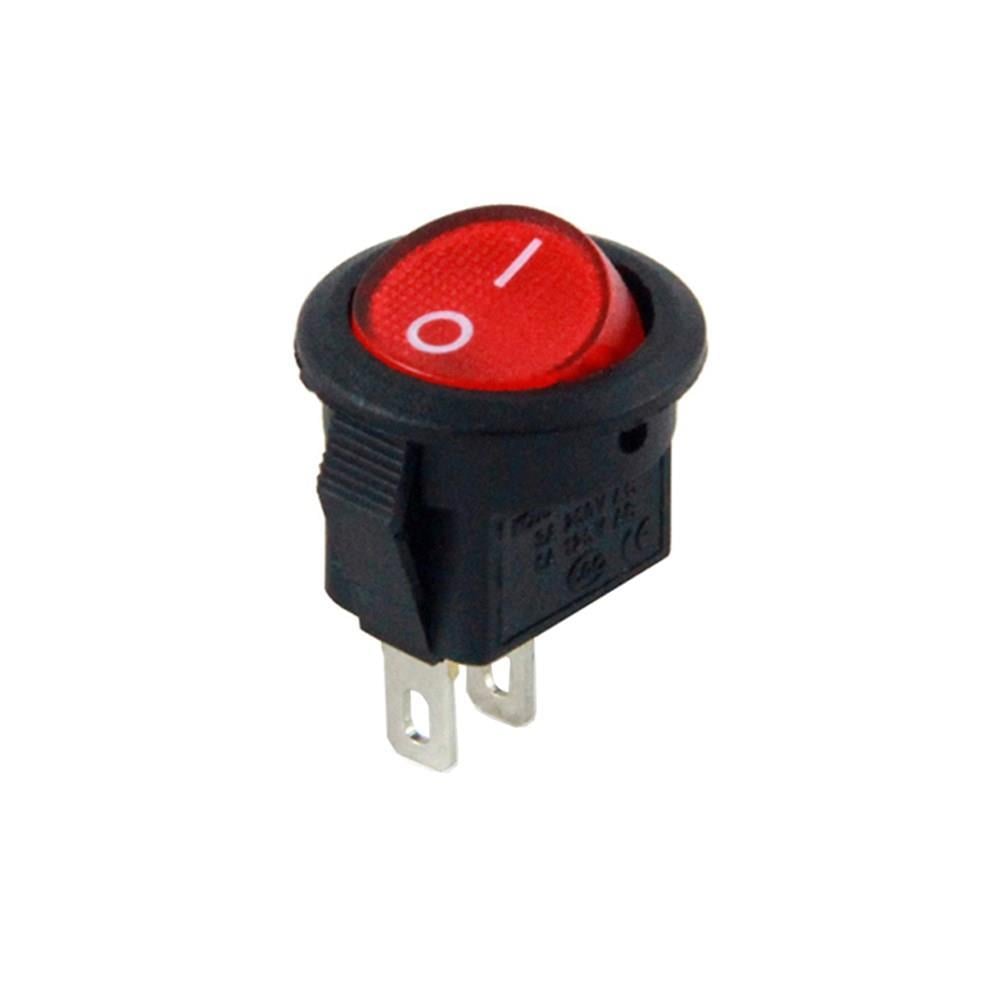 IC-134E   Mini (S) Yuvarlak Işıksız Anahtar On-Off 2P Kırmızı