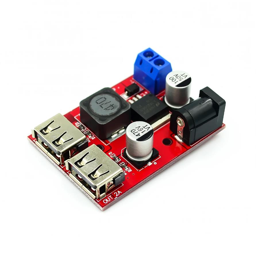 LM2596 LM2596S 5-36V Çift USB Çıkışlı Voltaj Düşürücü Regülatör Kartı - Step Down