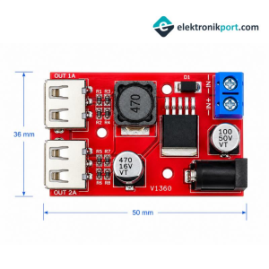 LM2596 LM2596S 5-36V Çift USB Çıkışlı Voltaj Düşürücü Regülatör Kartı - Step Down