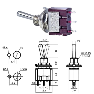 IC-139A  Toggle Swıtch On-Off 3P (Mts-102) A Kalite (Kırmızı)