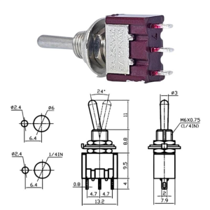 IC-143 Toggle Swıtch (On)-Off-(On) 3P (Mts-123) Yaylı Akalite (Kırmızı)