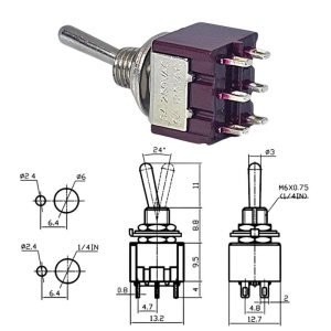 IC-144A  Toggle Swıtch On-Off 6P (Mts-202) A Kalite (Kırmızı)