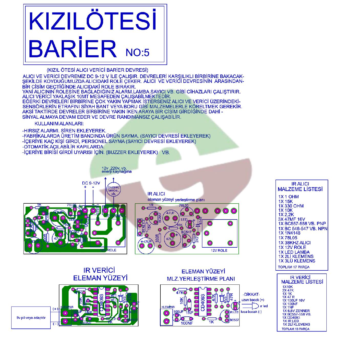 Kızılötesi Bariyer Demonte Devre Kiti Kendin Yap (NO:5)