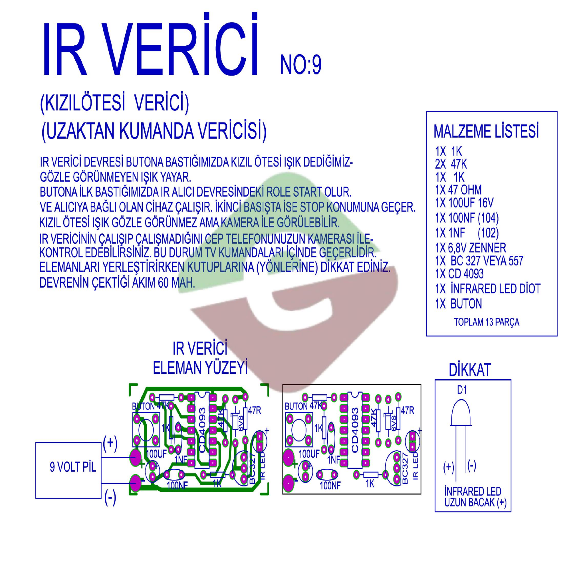 IR Verici Devresi Demonte Kit Kendin Yap(NO:9)