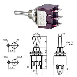 IC-148  Toggle Swıtch (On)-Off-(On) 6P (Mts-223) Yaylı