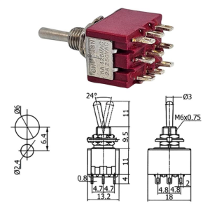 IC-148B  Toggle Swıtch On-Off-On 9P (Mts-303)