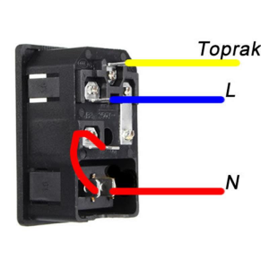 IC-214A-S C14 Power Soket Erkek Anahtarlı Fuseli Kulaksız