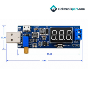 DC-DC 5V - 3.5V / 12V USB Step UP / Down Göstergeli Power Modül