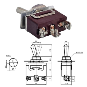 IC-155  Toggle Swıtch Büyük Boy (On)-Off-(On) 3P Vidalı Yaylı