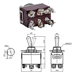 IC-159  Toggle Swıtch Büyük Boy (On)-Off-On 6P Vidalı Yaylı