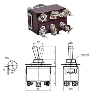 IC-160  Toggle Swıtch Büyük Boy (On)-Off-(On) 6P Vidalı Yaylı