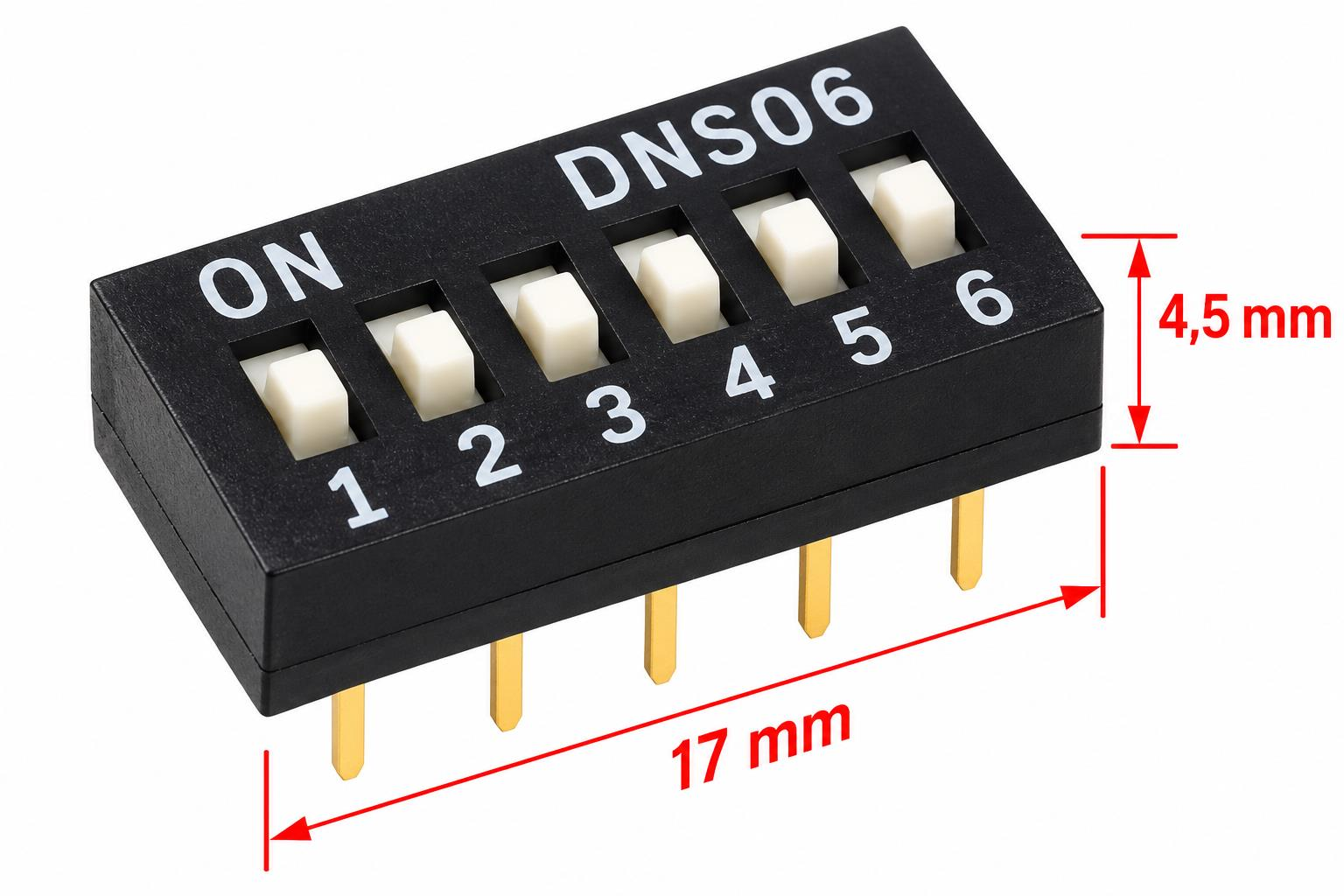 6'lu Dip Switch ON-OFF Siyah
